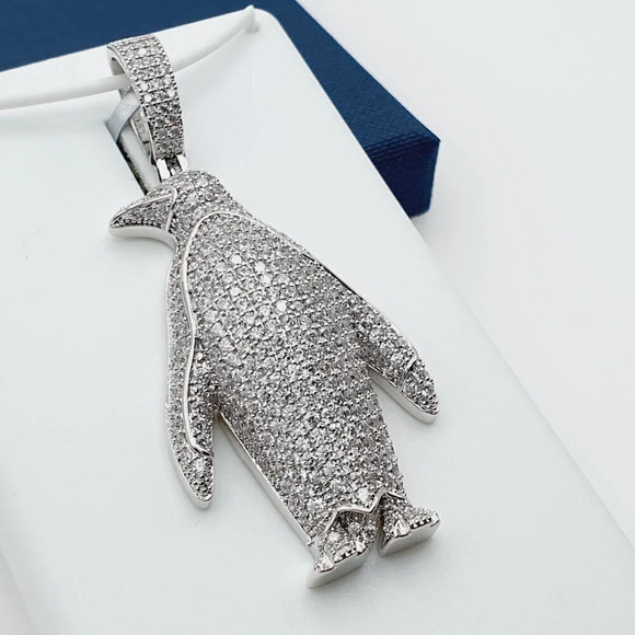 925 Sterling Silver Plated CZ Pendant, EVBRS627 - Picture 3 of 11